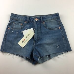 H&M Coachella Embroidered Denim Jean Shorts